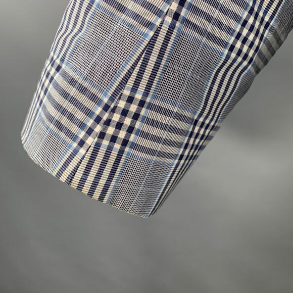 BLACK FLEECE Size 42 Navy White Plaid Cotton Silk Sport Coat - Picture 7 of 13